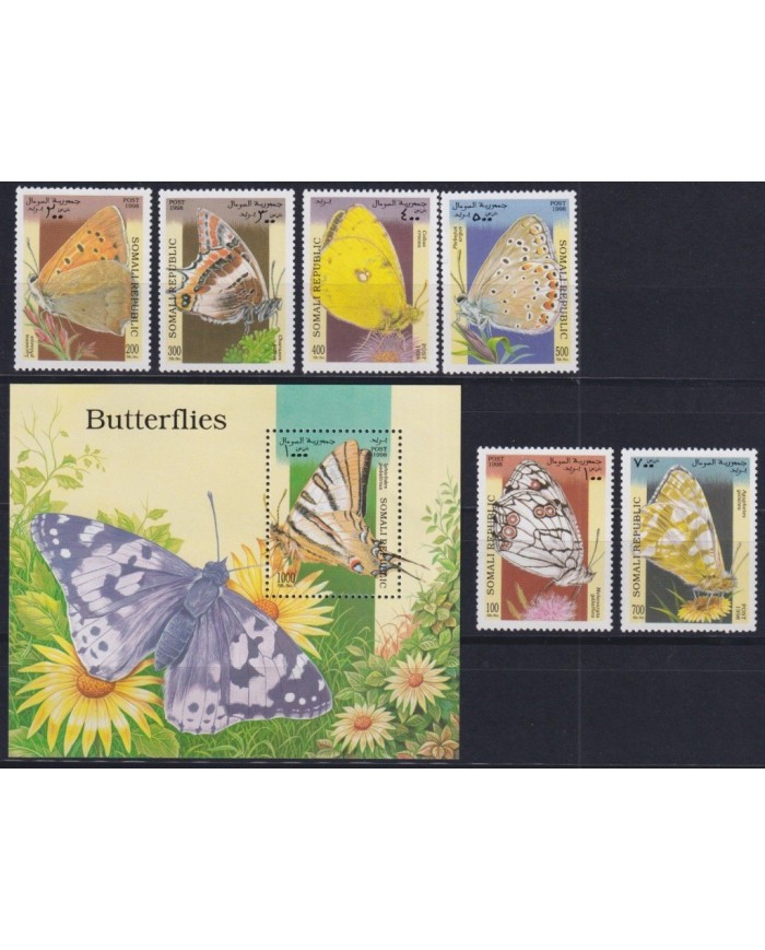 F-EX34715 SOMALIA MNH 1998 BUTTERFLIES INSECTS ENTHOMOLOGY PAPILLON MARIPOSAS