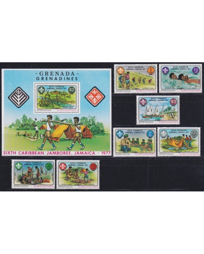 F-EX34724 GRENADA & GRENADINES 1977 MNH BOYS SCOUTS JAMBOREE BADEN POWELL SCOUTING.