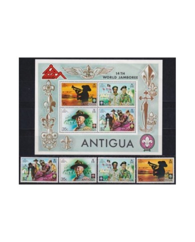 F-EX34739 ANTIGUA MNH 1975 MNH BOYS SCOUTS 14th JAMBOREE BADEN POWELL SCOUTING.