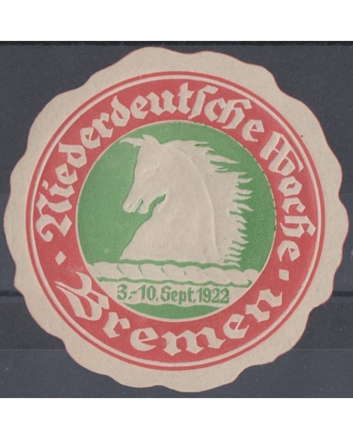 F-EX9858 ALEMANIA GERMANY 1922 CINDERELLA HORSE BREMEN 65mm MLH.