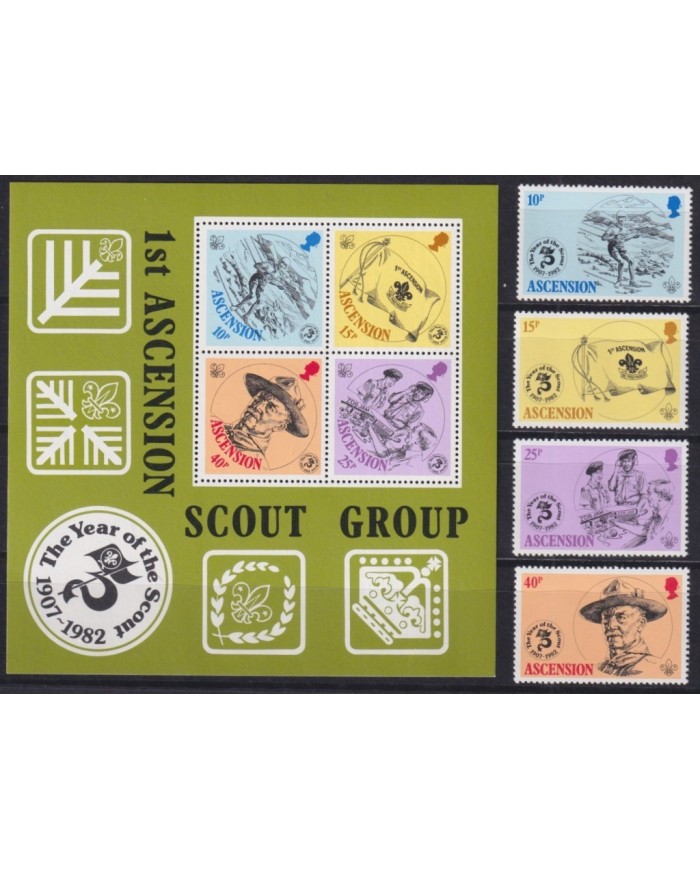 F-EX34751 ASCENSION MNH 1982 YEAR OF BOYS SCOUTS JAMBOREE LORD BADEN POWELL .