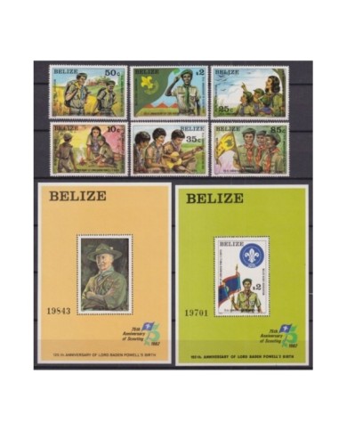 F-EX34753 BELIZE MNH 1982  BOYS SCOUTS JAMBOREE 125TH BADEN POWELL SCOUTING.