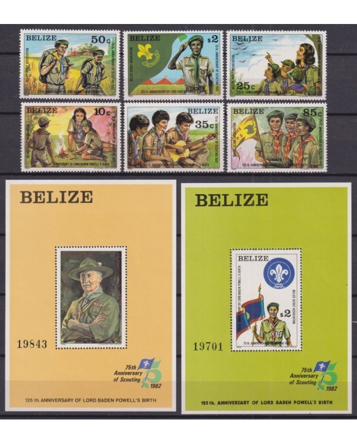 F-EX34753 BELIZE MNH 1982  BOYS SCOUTS JAMBOREE 125TH BADEN POWELL SCOUTING.