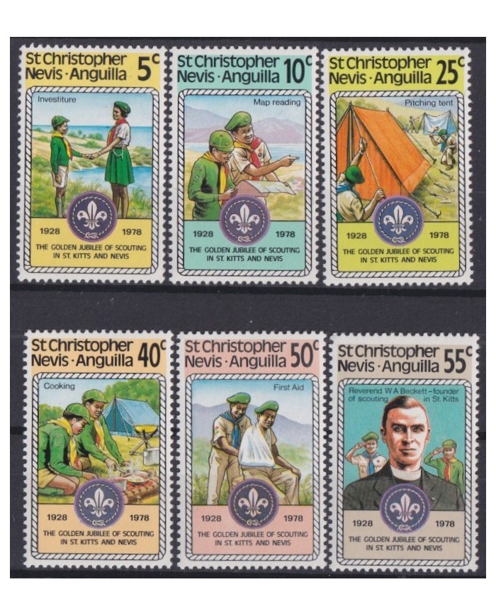 F-EX34805 ST CHRSITOPHER NEVIS ANGUILLA MNH 1971 BOYS SCOUTS SCOUTING.