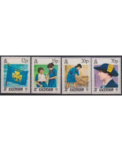 F-EX34832 ASCENSION MNH 1985 75TH ANIV GIRL GUIDE BOYS SCOUTS JAMBOREE SCOUTING.