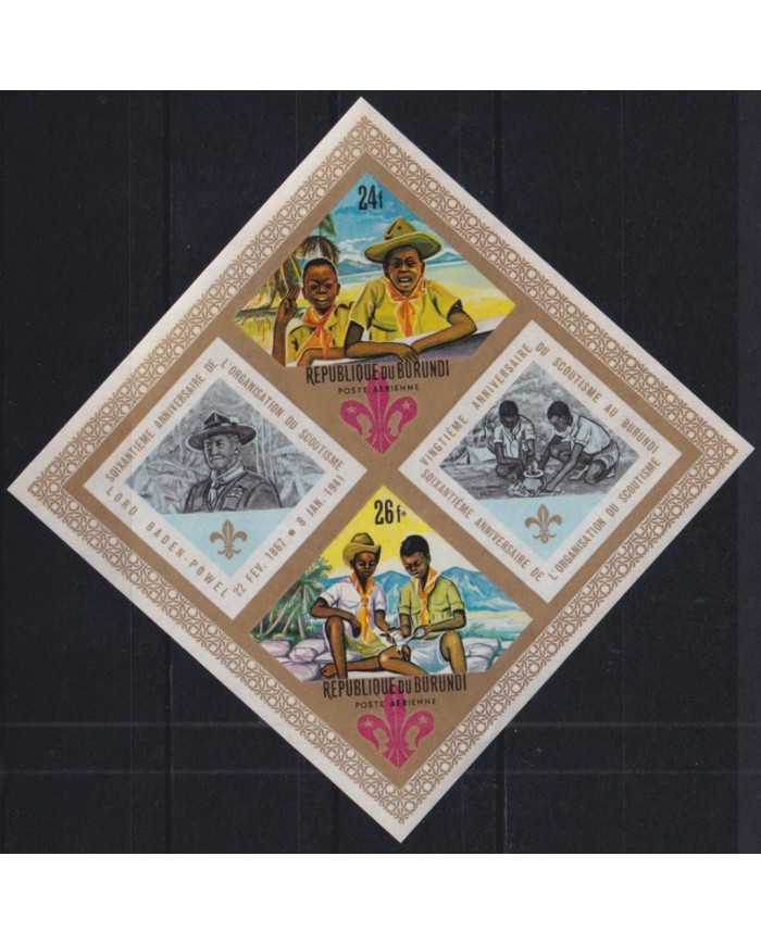 F-EX34850 BURUNDI MNH 1967 MNH BOYS SCOUTS JAMBOREE BADEN POWELL SCOUTING IMPERF.