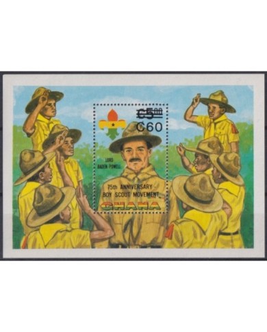 F-EX34879 GHANA 1982 MNH 75TH BOYS SCOUTS SURCHARGE JAMBOREE BADEN POWELL SCOUTING.