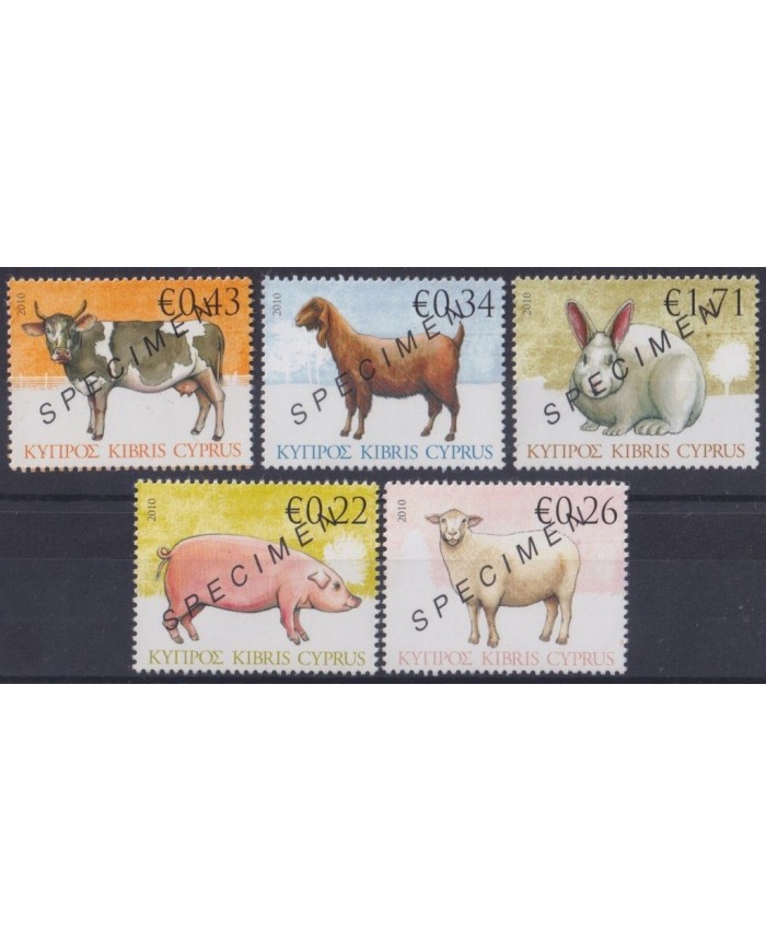 F-EX34926 CYPRUS KIBRIS CHIPRE 2010 MNH SPECIMEN DOMESTICS MAMMALS CAO PIG RABBIT.