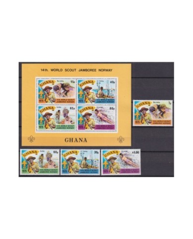 F-EX34935 GHANA 1975 MNH BOYS SCOUTS NORWAY 14TH JAMBOREE BADEN POWELL SCOUTING.