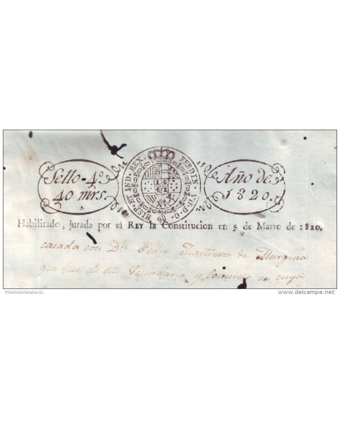 E554 SPAIN ESPAÑA PAPEL SELLADO 1820 CADIZ CONSTITUCION REVENUE SEALLED PAPER