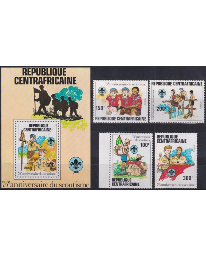 F-EX35456 CENTRAL AFRICA MNH 1982 BOYS SCOUTS SCOUTING JAMBOREE 75th ANNIVER.
