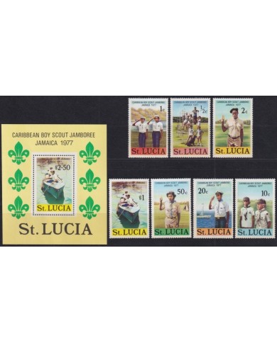 F-EX35463 ST LUCIA MNH 1977 BOYS SCOUTS SCOUTING CARIBBEAN JAMBOREE JAMAICA.