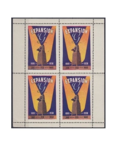 F-EX9717 US USA 1938. EXPANSION G, CINDERELLA MINI SHEET MNH.