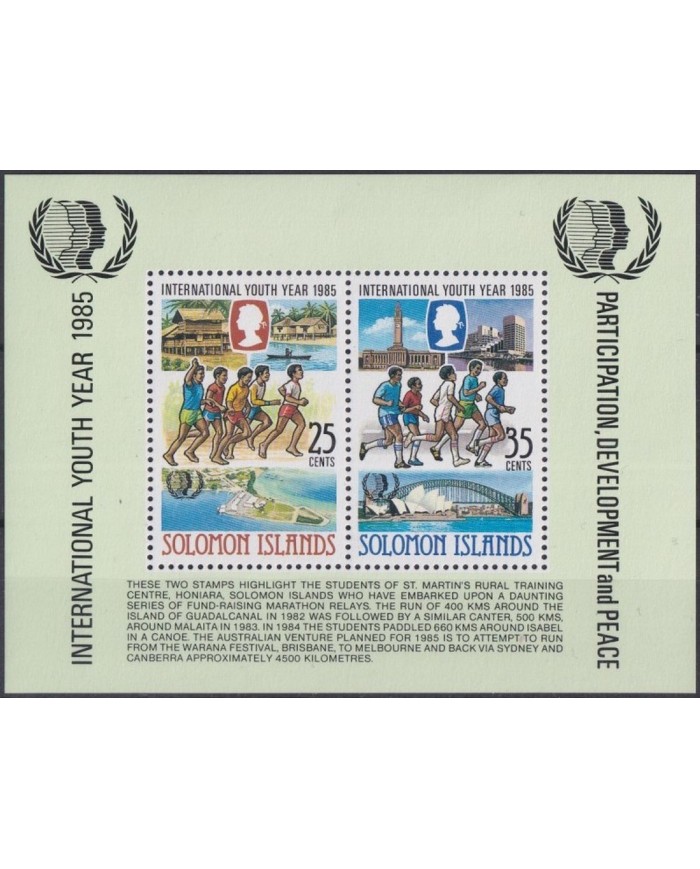 F-EX35497 SOLOMON MNH 1985 INTERNATIONAL YOUNG YEAR SPORT GAMES.
