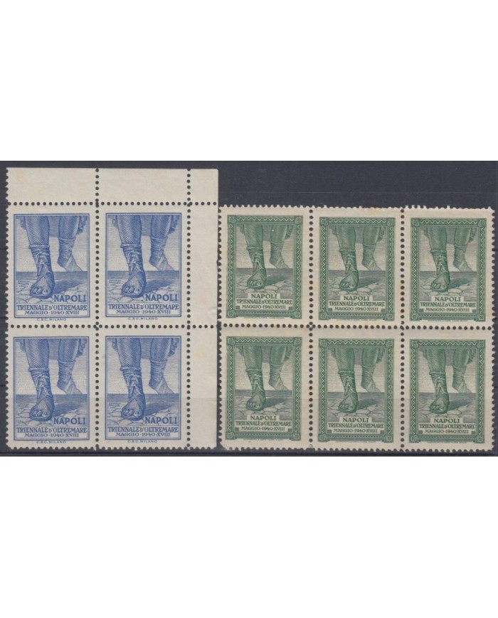 F-EX9778 ITALIA ITALY 1940 NAPOLI NAPLES TRIENALE DE OLTREMARE. FEETS. BLOCK 4 ORIGINAL