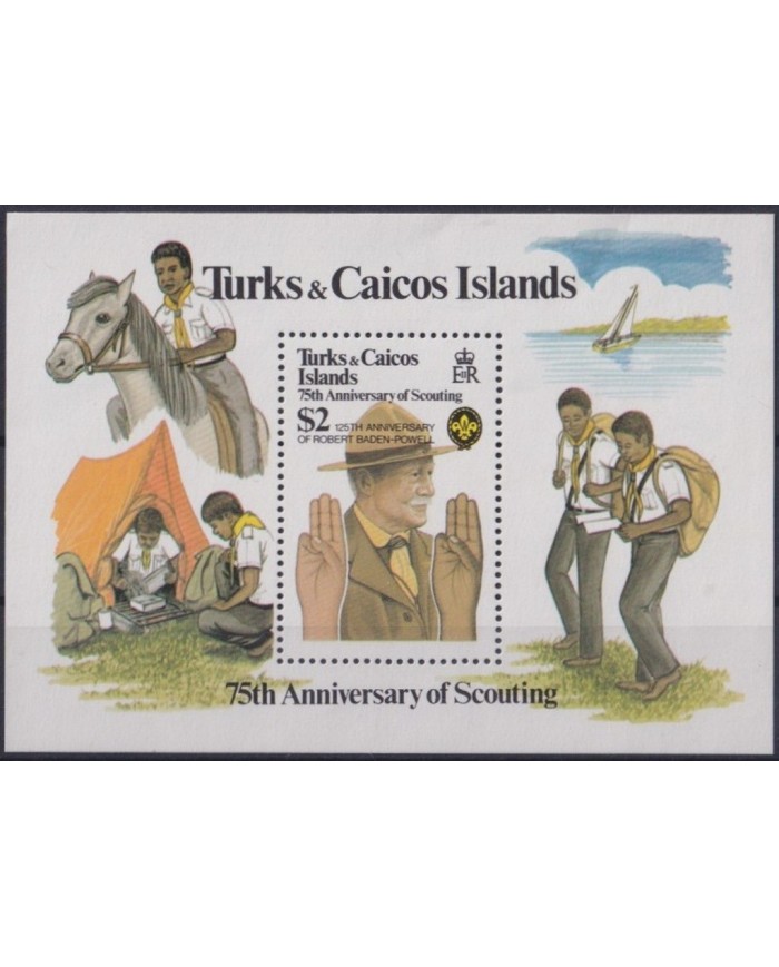 F-EX35520 TURKS & CAICOS MNH 1982 BOYS SCOUTS SCOUTING 75th LORD BADEN POWELL.