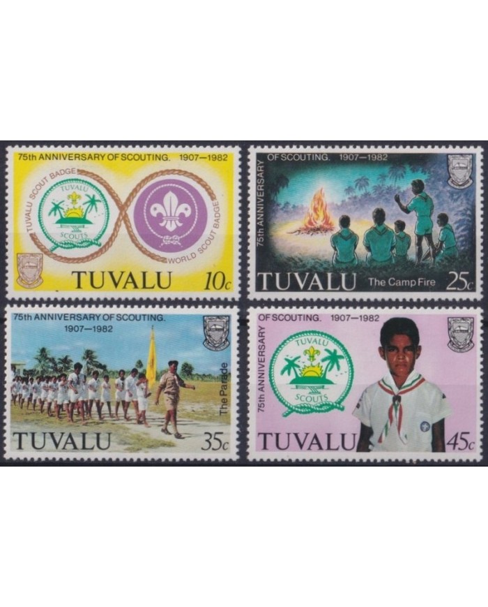F-EX35523 TUVALU MNH 1982 BOYS SCOUTS SCOUTING JAMBOREE 75th ANNIV.