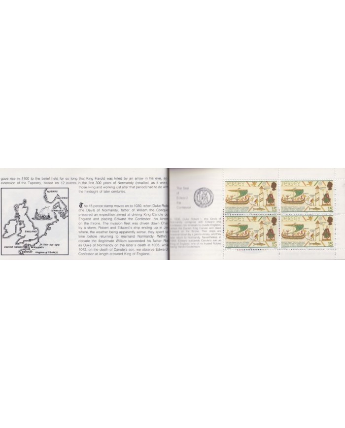 F-EX34966 JERSEY UK ENGLAND MNH 1985 BOOKLED ART HUGUENOT HERITAGE SHIP BARCOS.