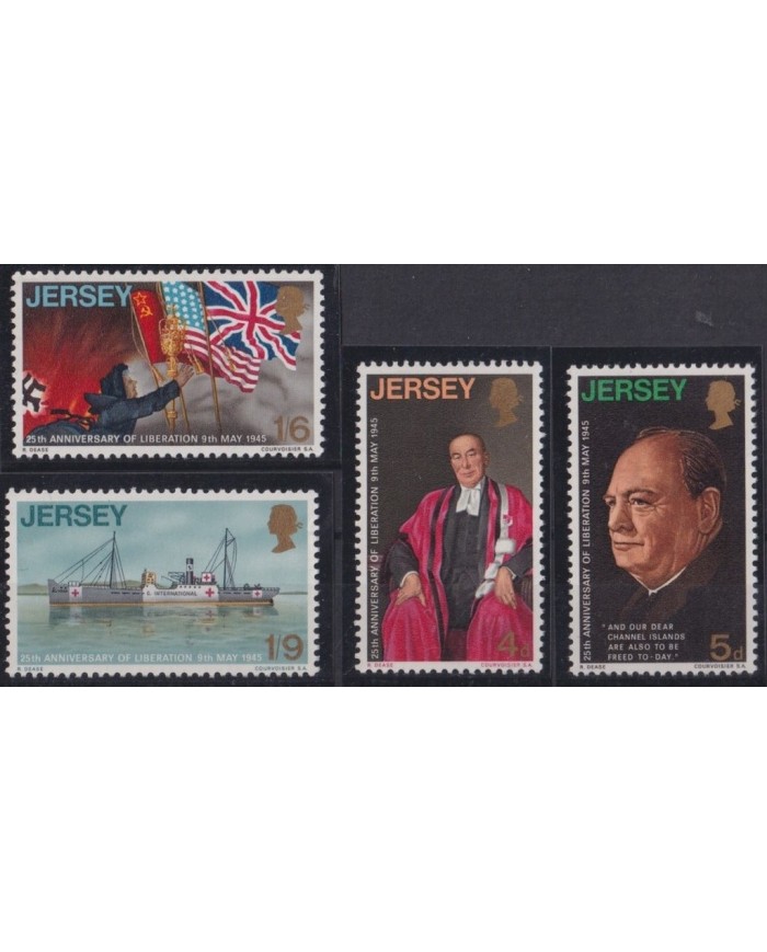 F-EX35043 JERSEY UK ENGLAND MNH 1970 25th ANIV OF LIBERATION WWII SHIP CHURCHIL.