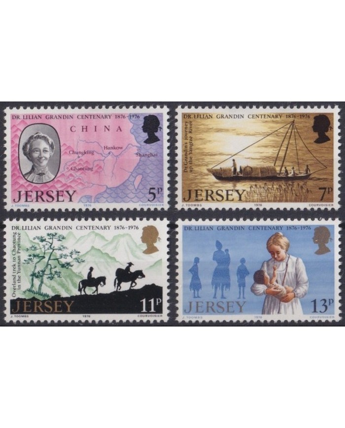 F-EX35056 JERSEY UK ENGLAND MNH 1976 LILIAN GRANDIN CENTENARY SHIP CHINA EXPLORATION.