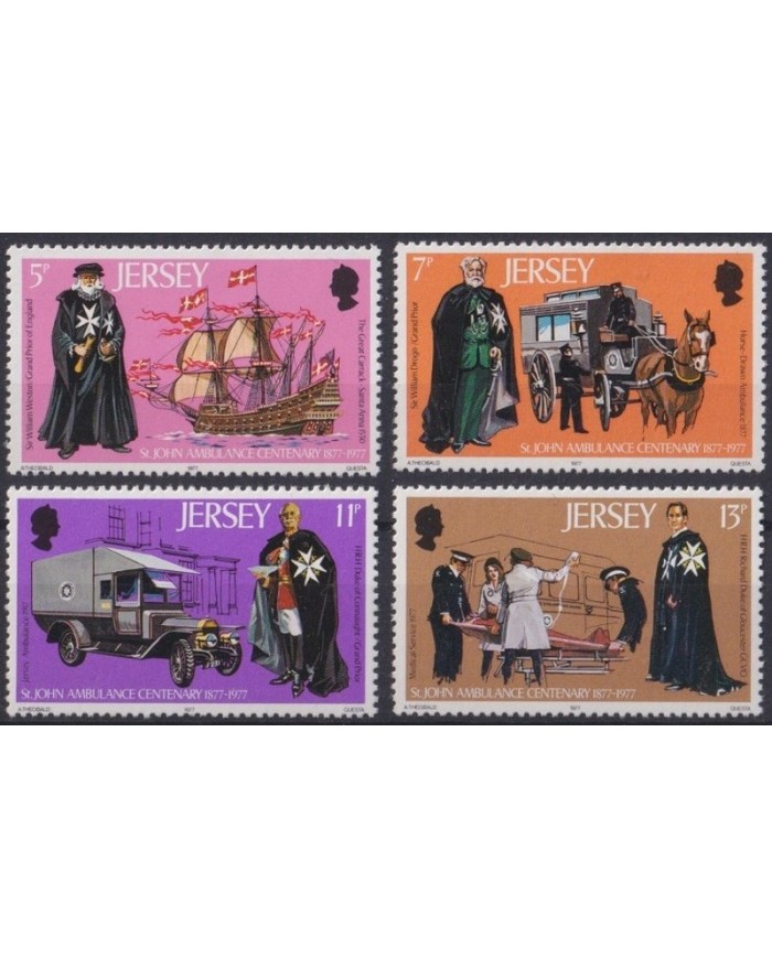 F-EX35058 JERSEY UK ENGLAND MNH 1977 ST JOHNS AMBULANCE MEDICINE SHIP CARRIAGE.