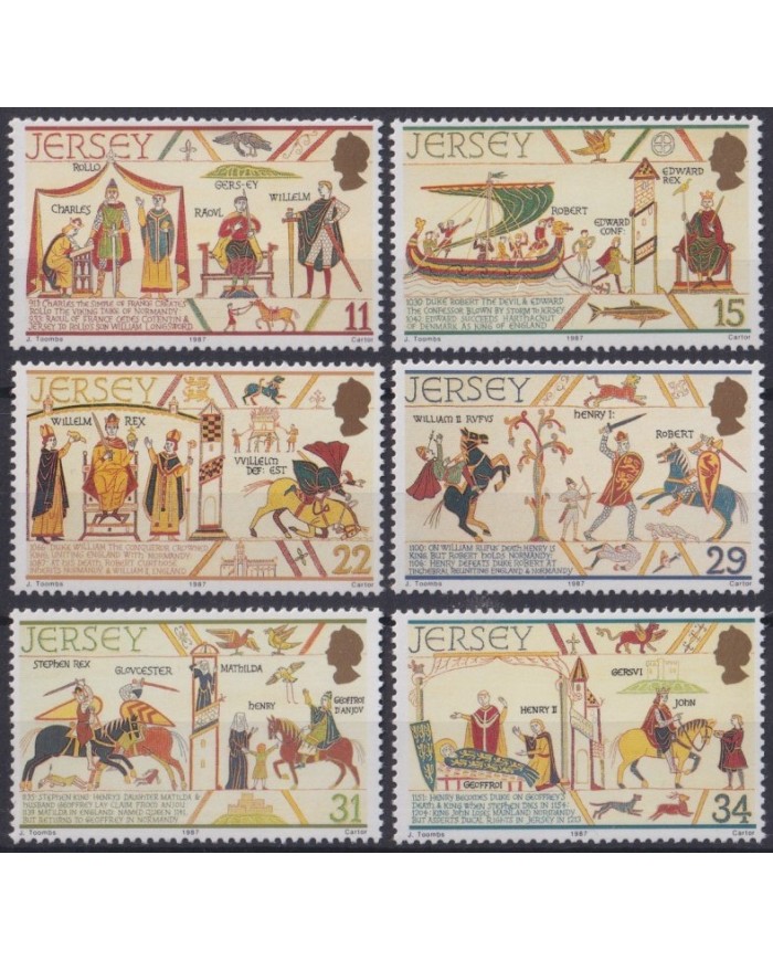 F-EX35085 JERSEY UK ENGLAND MNH 1987 ART HASTING TAPESTRY WILLIAM SHIP BARCOS.