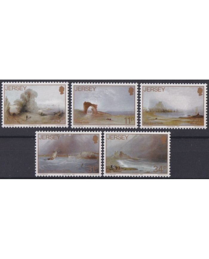 F-EX35087 JERSEY UK ENGLAND MNH 1987 ART PAINTING SHIP BARCOS ARTE.