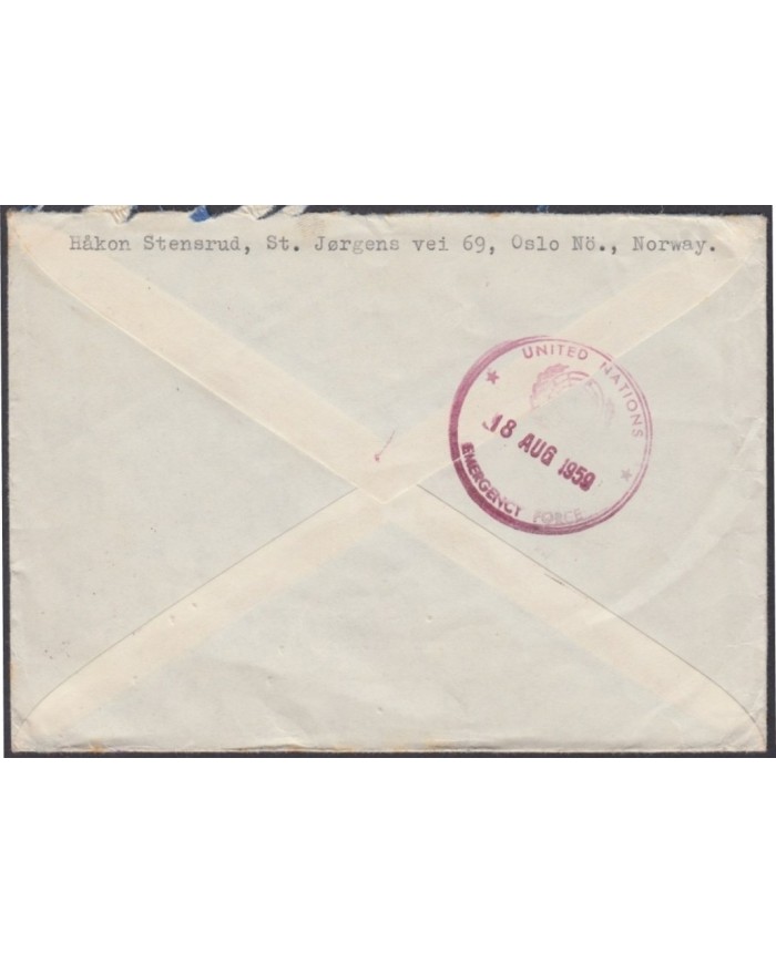F-EX9880 NORUEGA NORWAY MISSION IN LIBAN EMERGENCY FORCES 1959 BEYROUTH NU.