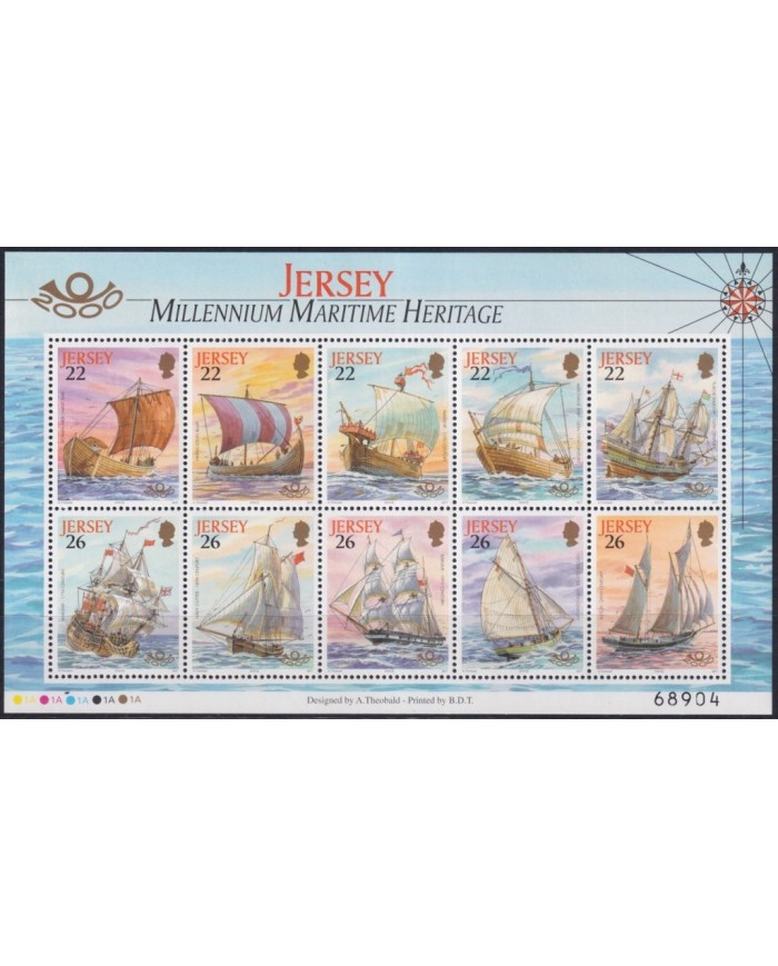 F-EX35443 JERSEY UK ENGLAND MNH 2000 MILLENIUM MARITIME HERITAGE SHIP BARCOS.