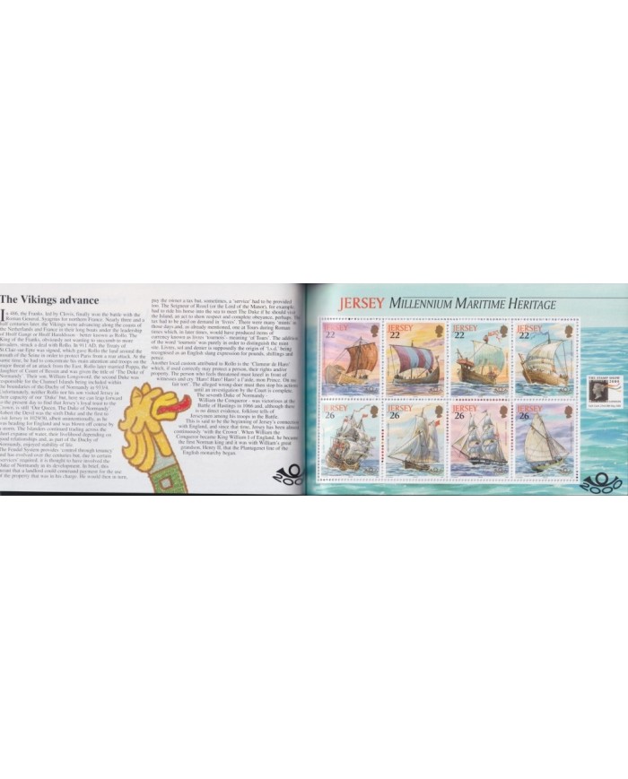 F-EX35448 JERSEY UK ENGLAND MNH 2000 BOOKLED MILLENIUM MARITIME HERITAGE SHIP BARCOS.