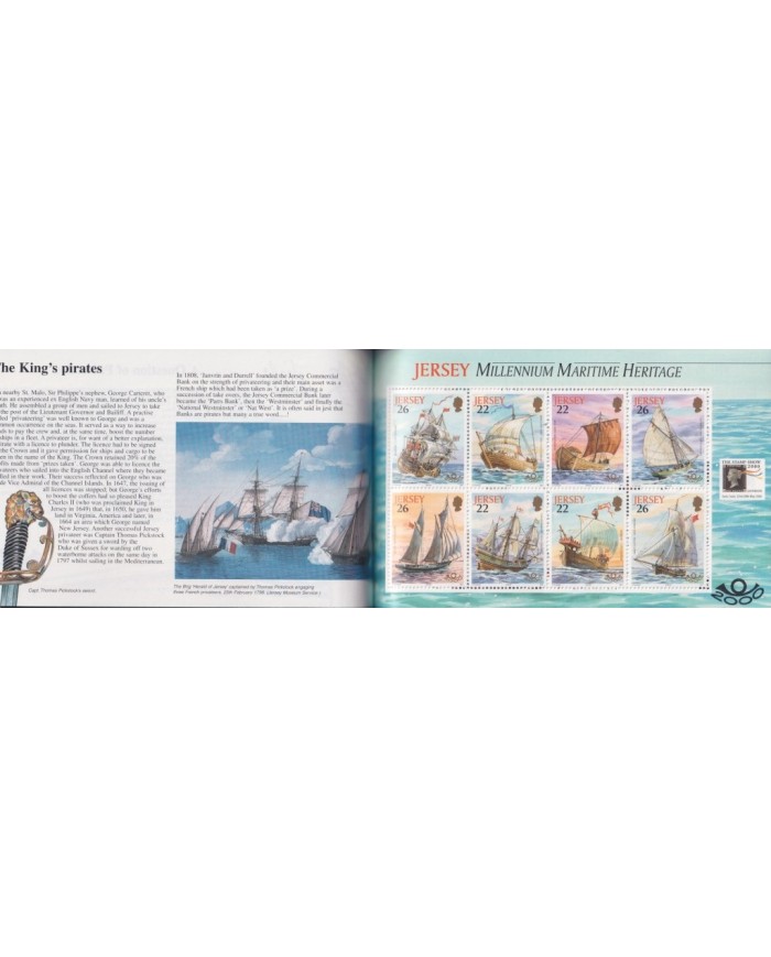 F-EX35448 JERSEY UK ENGLAND MNH 2000 BOOKLED MILLENIUM MARITIME HERITAGE SHIP BARCOS.