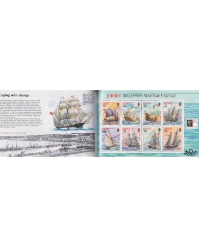 F-EX35448 JERSEY UK ENGLAND MNH 2000 BOOKLED MILLENIUM MARITIME HERITAGE SHIP BARCOS.