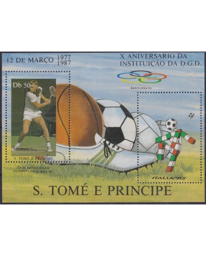 F-EX27915 SAO TOME E PRINCIPE  MNH 1987 SOCCER ITALY CUP & TENNIS IN OLYMPIC GAMES KOREA.