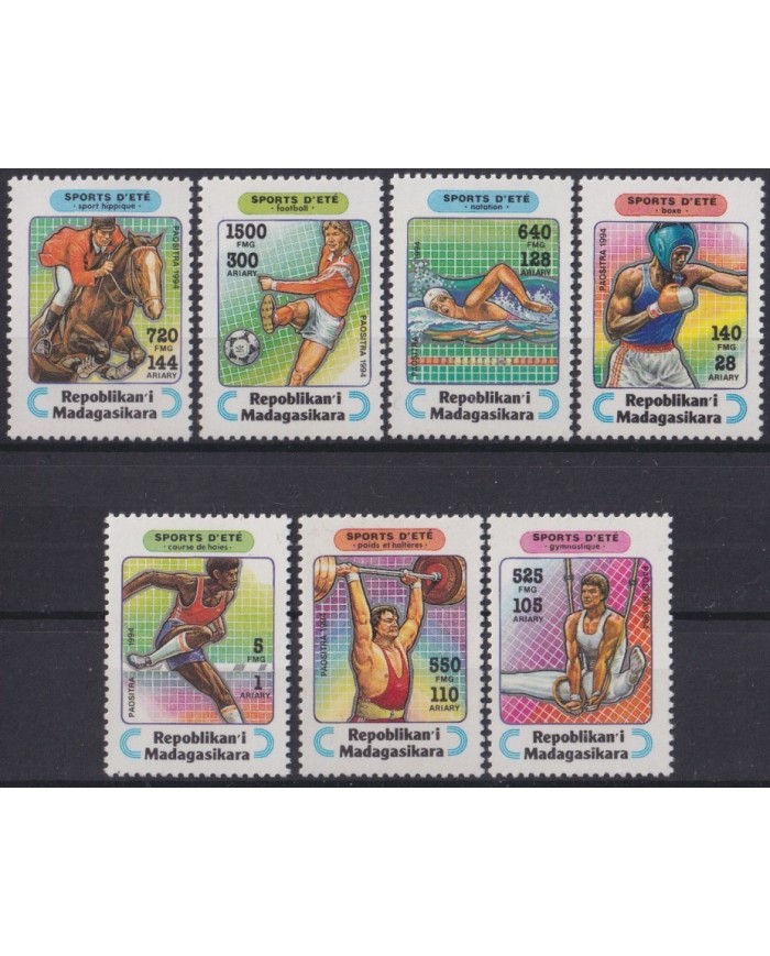 F-EX27920 MADAGASCAR MNH 1994 SOCCER ATHLETISM EQUESTRIAN BOXING SWIMMING.