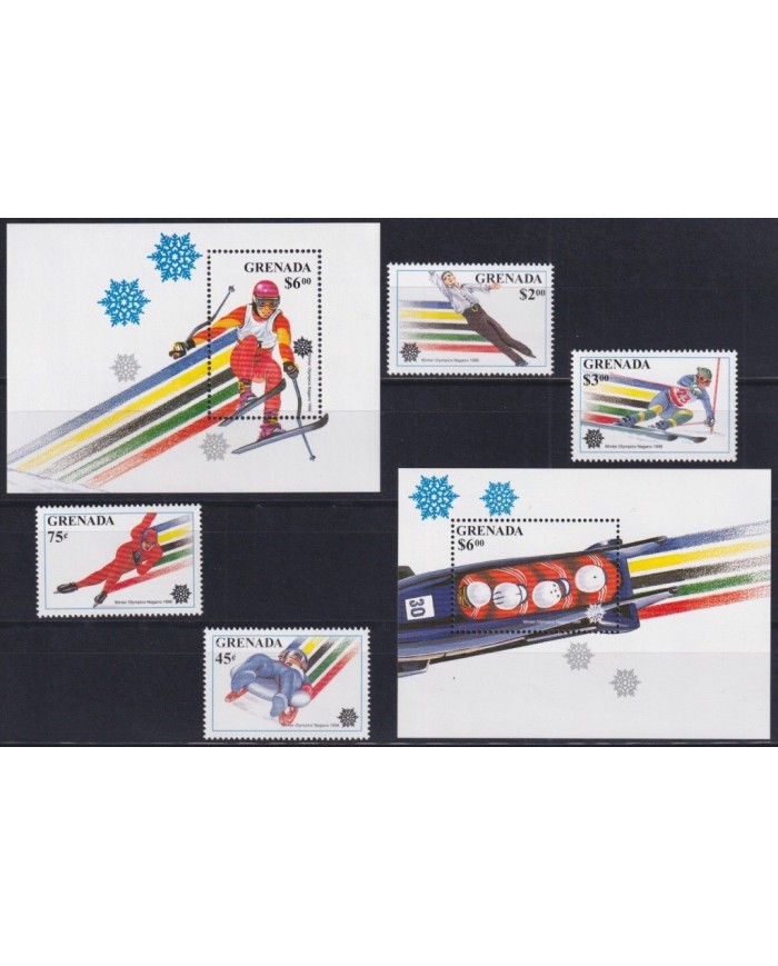 F-EX27950 GRENADA MNH 1997 WINTER OLYMPIC NAGANO SKIING SKATING SINGLE SKI.