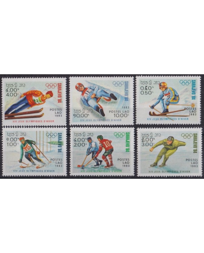 F-EX27994 LAOS MNH 1983 WINTER OLYMPIC SARAJEVO SKIING SKATING SINGLE SKI.