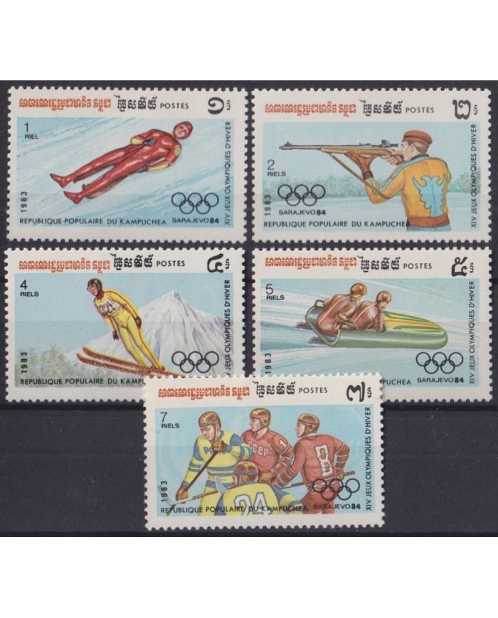 F-EX27995 LAOS MNH 1983 WINTER OLYMPIC SARAJEVO SKIING FIGURE SKATING SINGLE SKI.