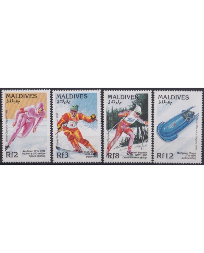 F-EX28004 MALDIVES MNH 1997 WINTER OLYMPIC NAGANO SKIING SKATING SKI BOBSLEDDING.