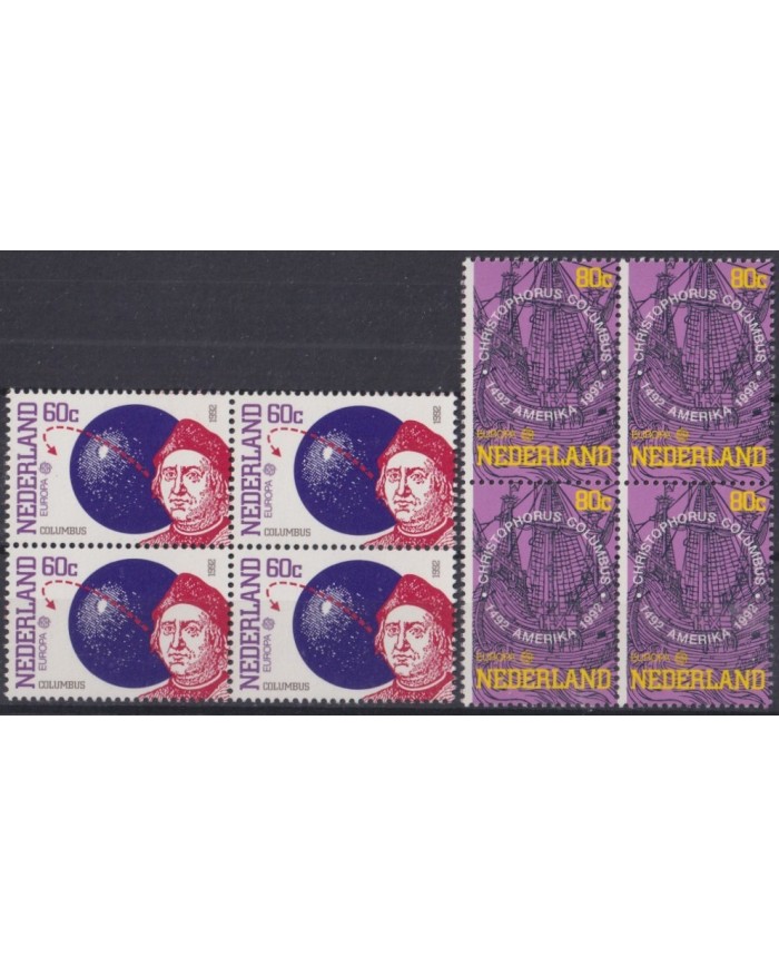 F-EX28097  NEDERLAND HOLLAND MNH 1992 DISCOVERY COLUMBUS COLON SHIP CARAVELAS BLOCK 4.