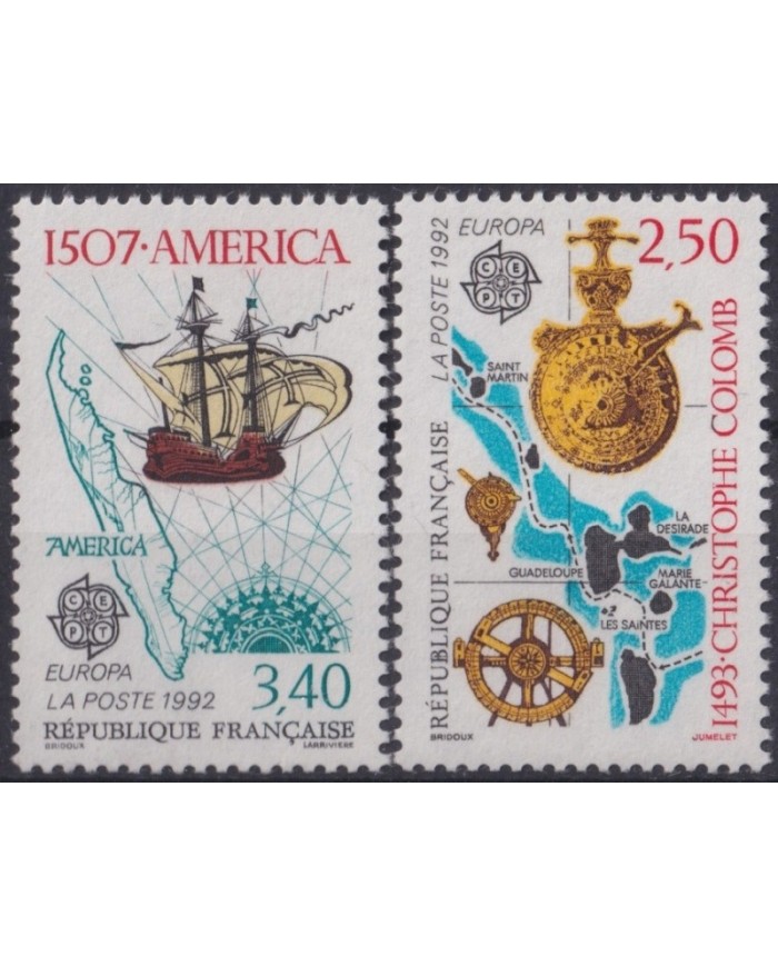 F-EX28153  FRANCE MNH 1992 EUROPA DISCOVERY COLUMBUS COLON SHIP CARAVELAS.