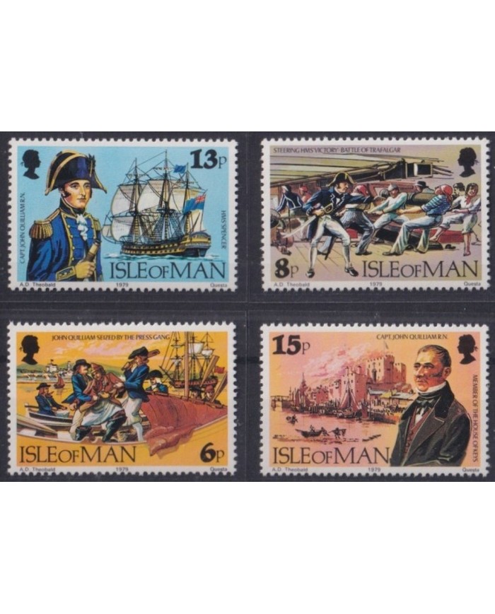 F-EX29300 MAN IS MNH 1979 SHIP JONH QUILLIAM TRAFALGAR BATTLESHIP HMS SPENCER.