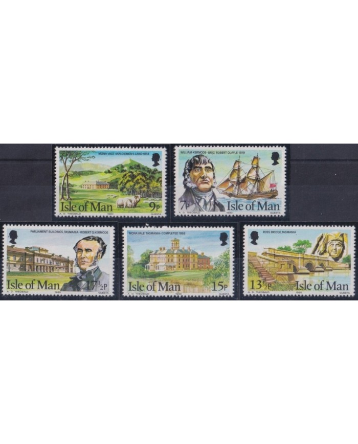 F-EX29303 MAN IS MNH 1980 ROBERT QUAYLE SHIP SAILBOAT BARCOS TASMANIA BRIDGE.