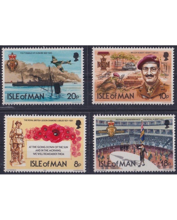 F-EX29307 MAN IS MNH 1981 BRITISH LEGION JUBILEE WAR SHIP LINE PAQUEBOT BOAT BARCOS.