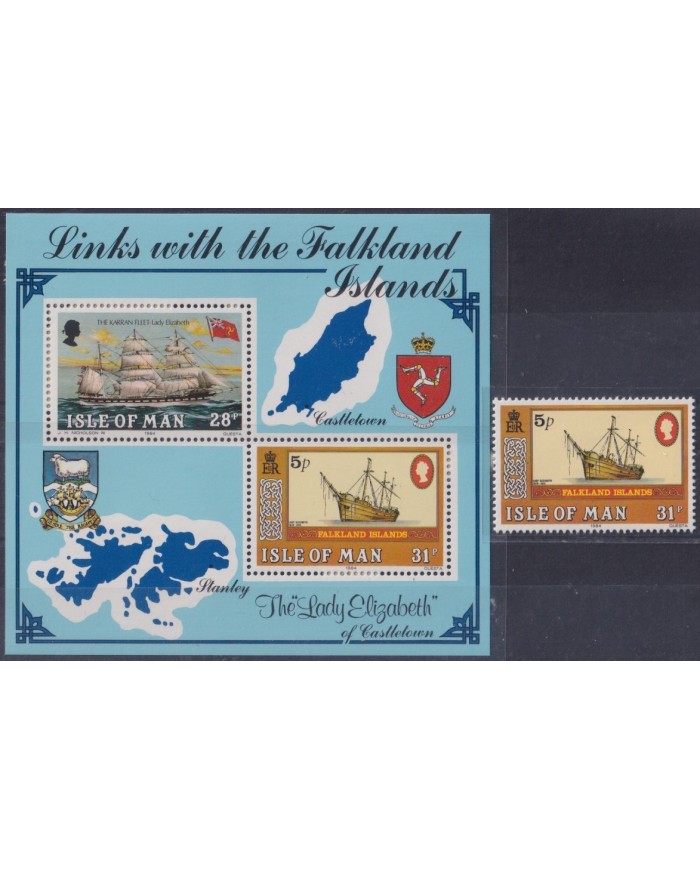 F-EX29311 MAN IS MNH 1984 SHIP LINK TO FALKLAND BOAT BARCOS SHIP SAILBOAT.