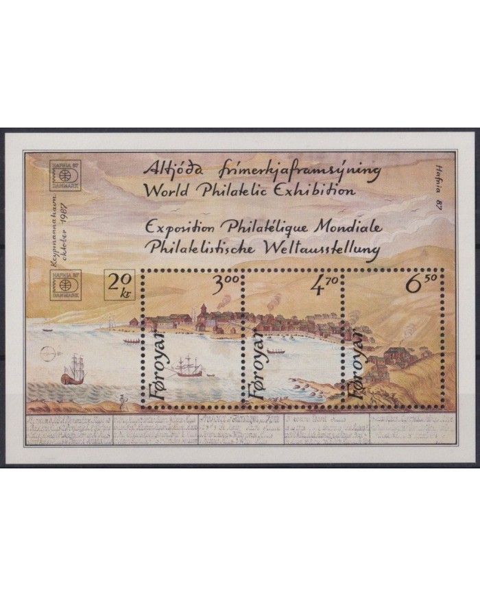 F-EX29323 FAROE FAROYAR MNH 1986 HAFNIA HARBOR SHIP SAILBOAT BARCOS PHILATELIC EXPO.
