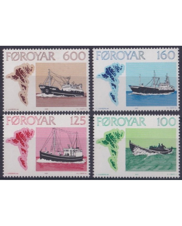 F-EX29327 FAROE FAROYAR MNH 1977 FISHING MERCHANT SHIP BOAT BARCOS.