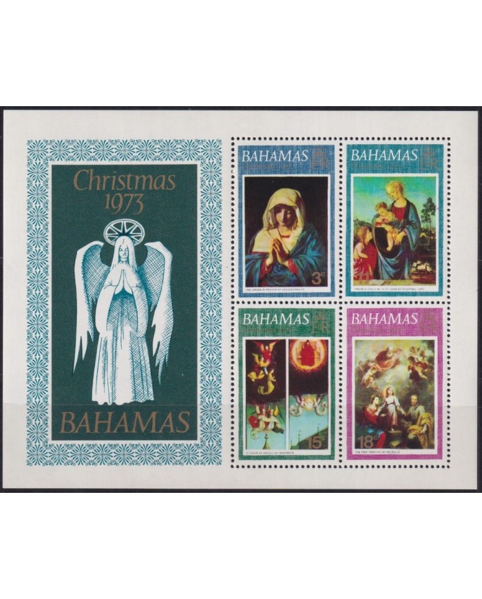 F-EX29369 BAHAMAS MNH RELIGION 1973 CHRISTMAS NAVIDAD NATIVITY ADORATION ART FILIPPINO LIPPI MURILLO.