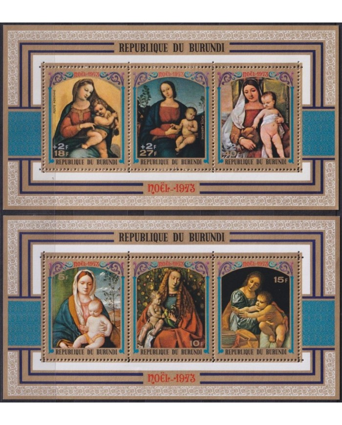 F-EX29377 BURUNDI MNH RELIGION 1973 CHRISTMAS NAVIDAD NATIVITY HOLY MADONNA VIRGEN ART.