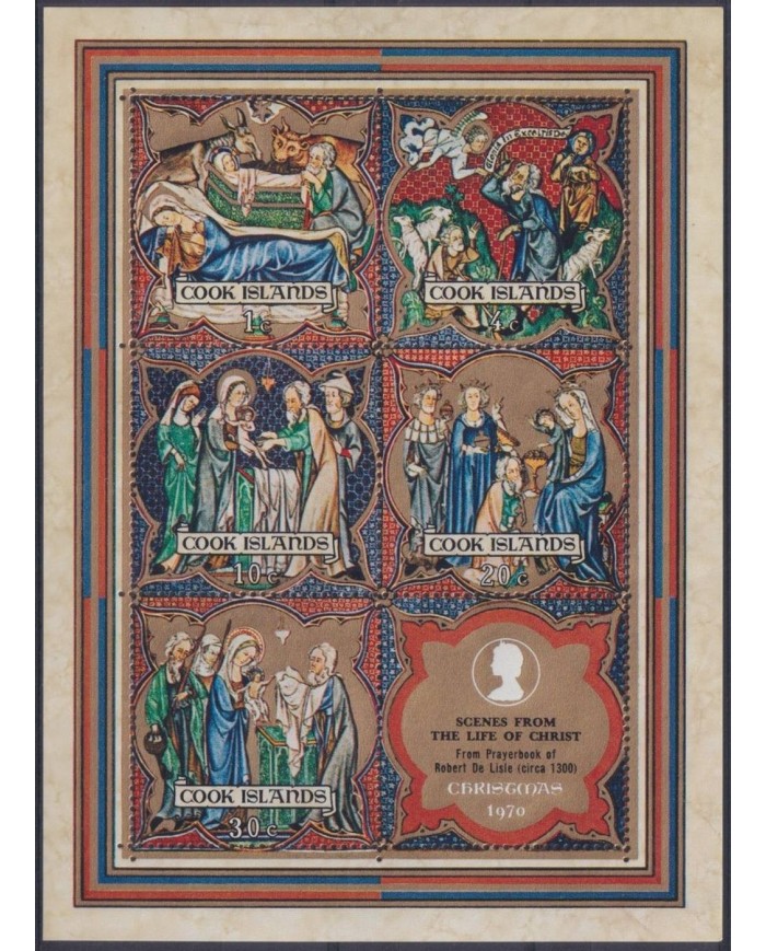 F-EX29379 COOK IS MNH RELIGION 1970 CHRISTMAS NAVIDAD NATIVITY ROBERT DE LISLE HOLLY MADONNA VIRGEN ART.