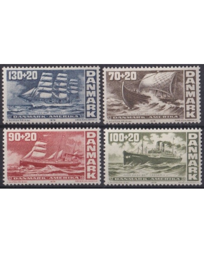 F-EX29404 DANMARK DINAMARCA MNH 1976 AMERICA - DANMARK LINE MERCHANT WIKING SHIP.